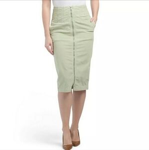 FREE PEOPLE Want It All Corduroy Green Pencil Straight Midi Skirt Womens size 26